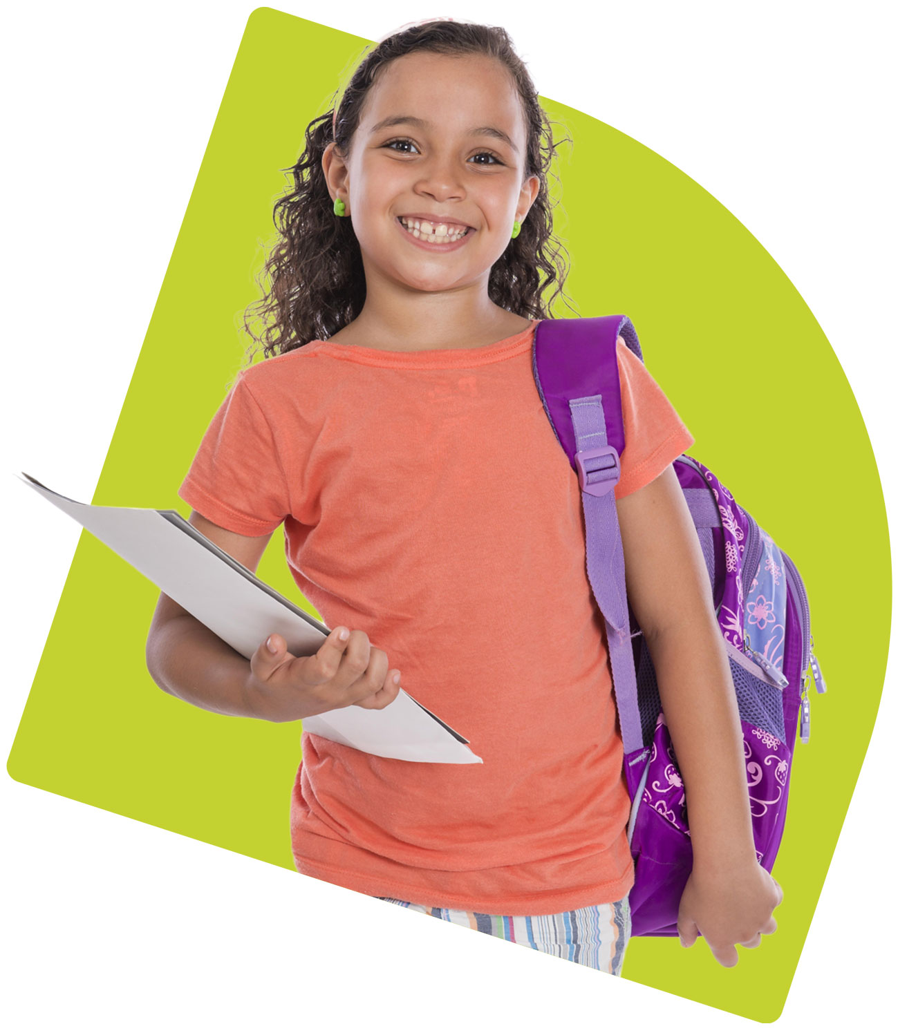 You girl carries her books to class.
